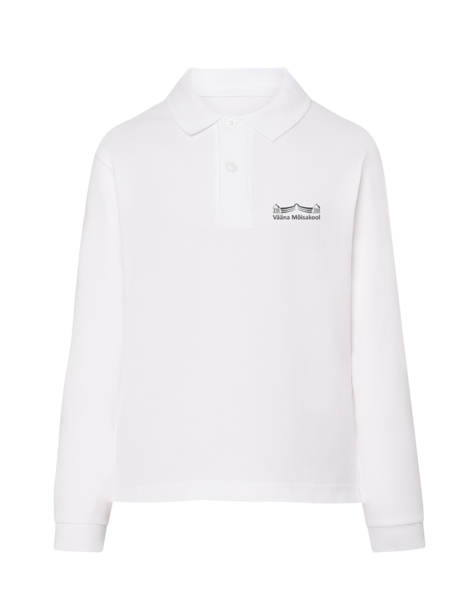 Laste pikkade varrukatega polosärk, valge